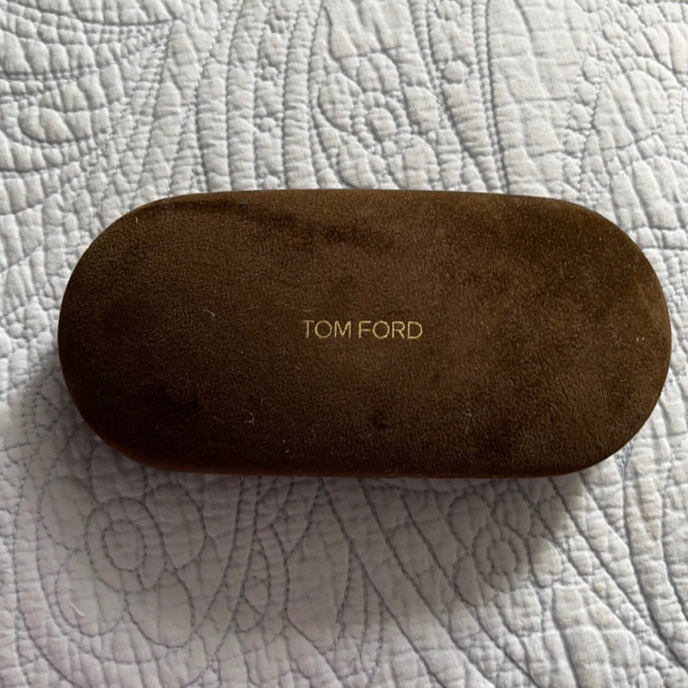 Tom Ford Eyeglasses Sunglasses Case Dark Brown Velvet Embossed Logo Clamshell